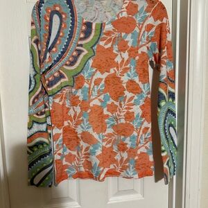 Vibrant Floral and Paisley Long Sleeve Top